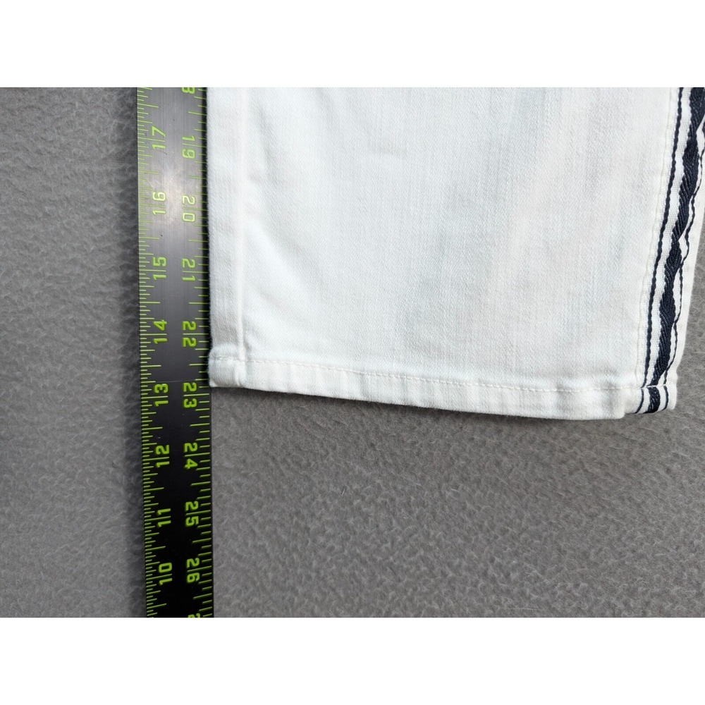 Talbots Flawless Women 12P Highwaist Straight Ankle White Black Trim Capri Pants - Picture 10 of 14